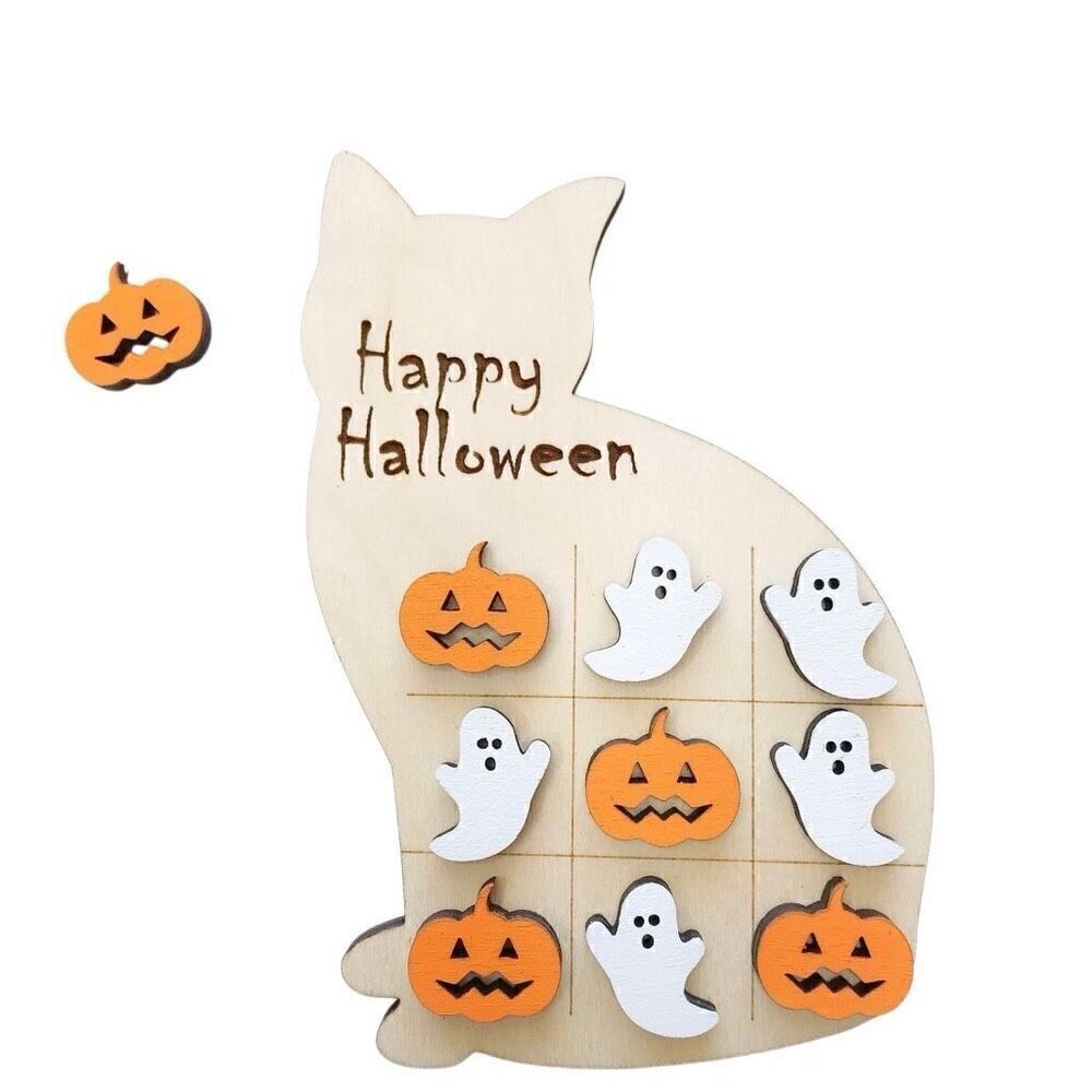 Lazered Cat Halloween Trick Or Treat Tic Tac Toe Game Board Kids Adults New
